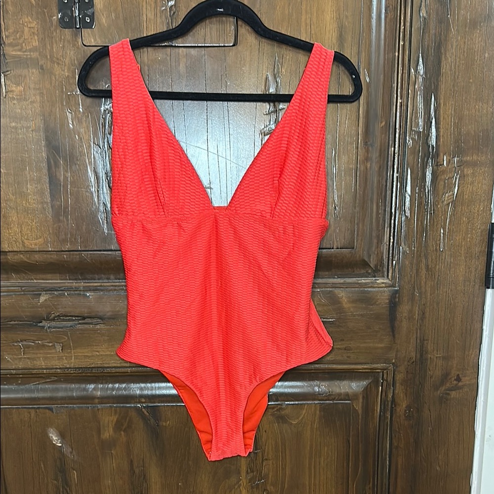 ASOS Red Plunge One Piece Swimsuit